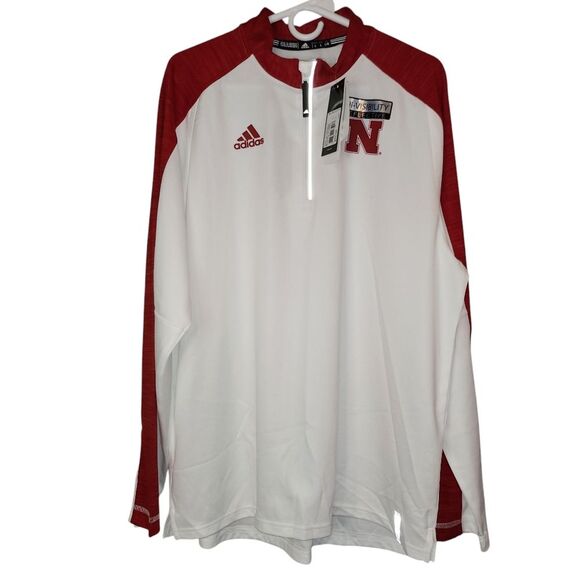NWT Men's Adidas Nebraska Cornhuskers 1/4 Zip Pullover Jacket Large - Picture 1 of 14